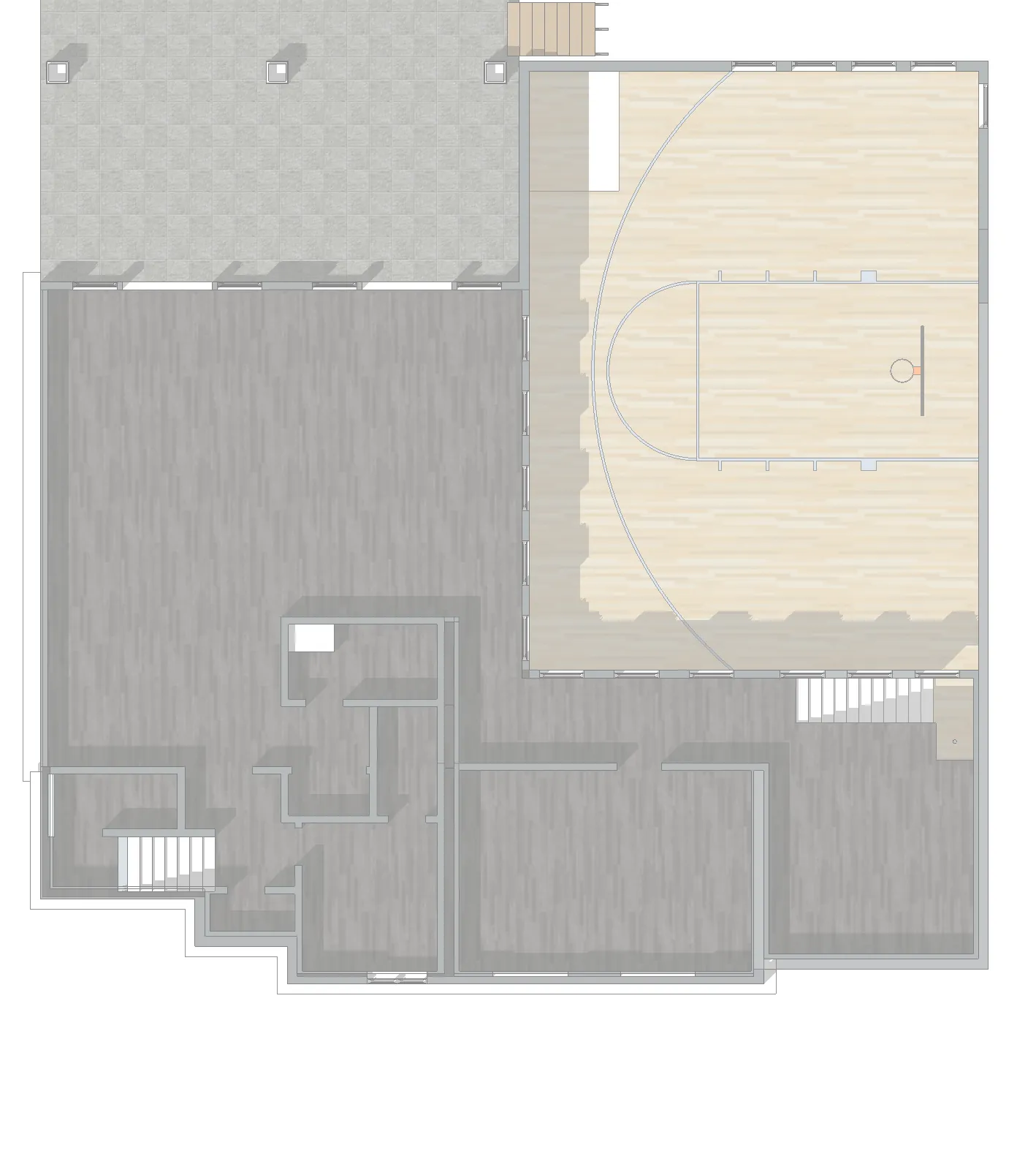 Maxfield Residence, lower floor plan