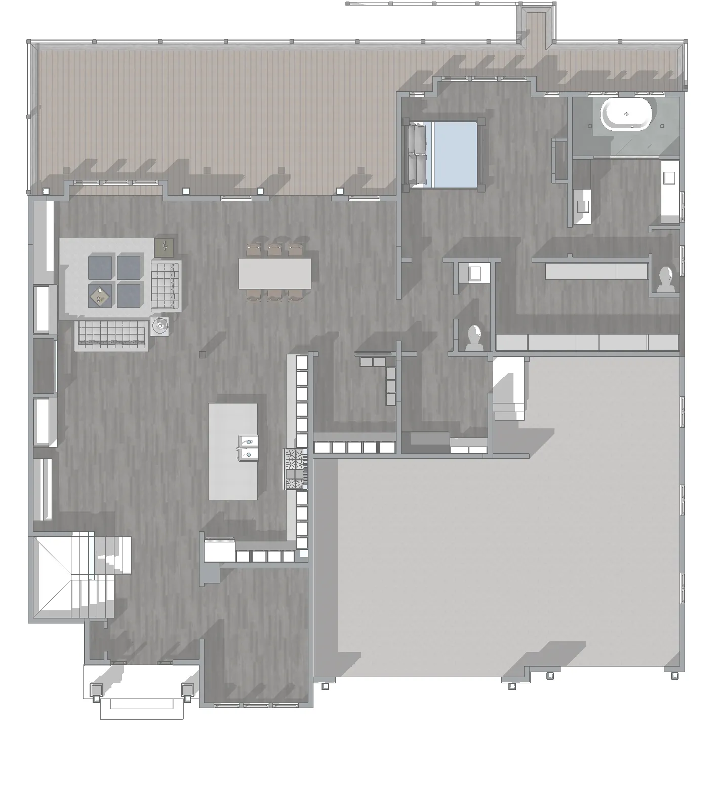 Maxfield Residence, main floor plan from the construction set