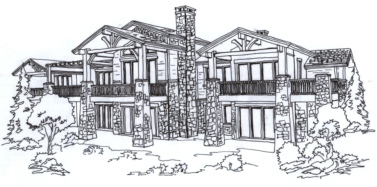Chris de Haan's hand sketch of a residence in progress
